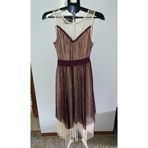 Sheer Overlay Midi Dress in Mauve and Cream